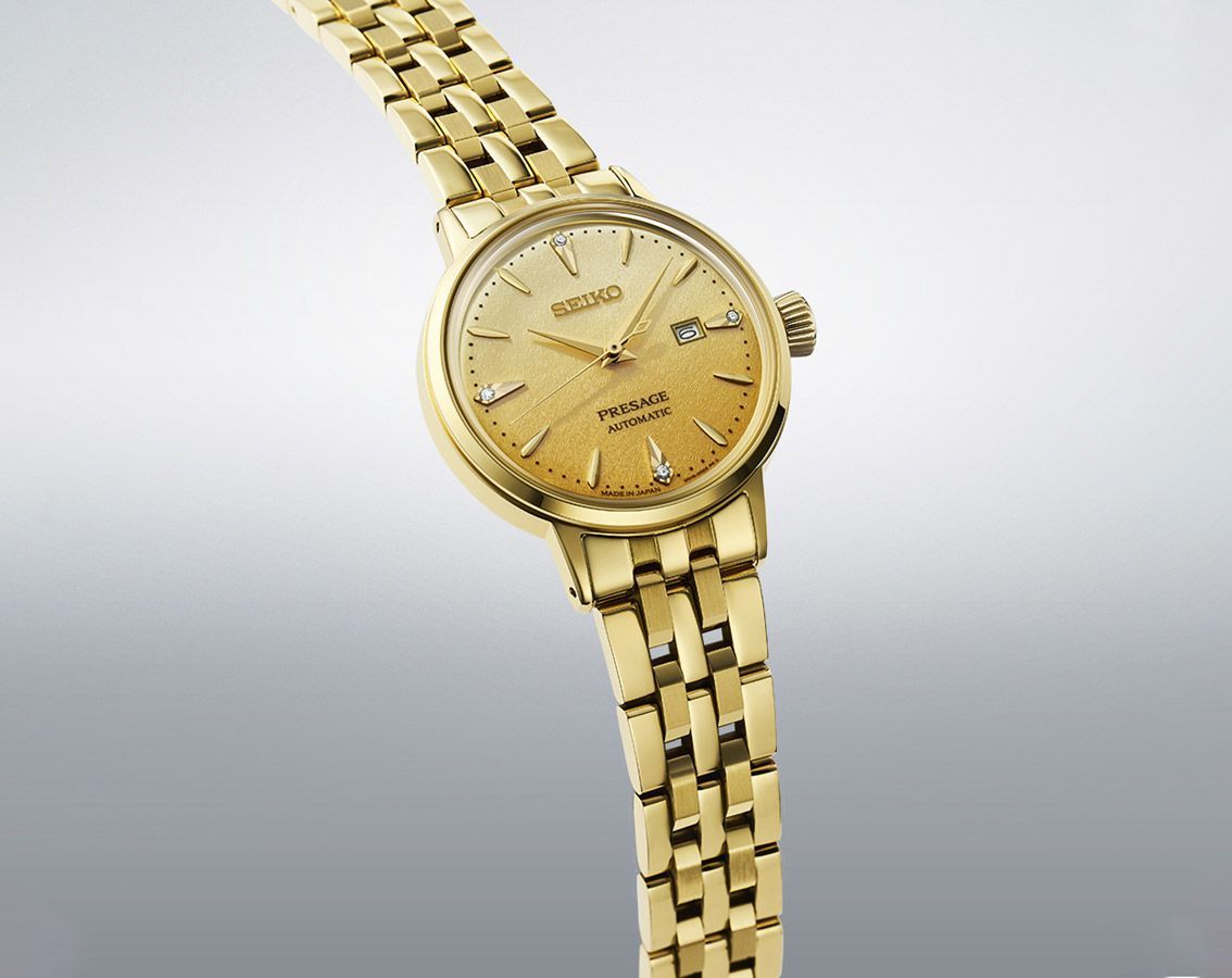 Seiko Presage Automatic Women Watches in Round case & Gold Dial SRE018J1