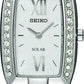 Seiko Solar Quartz Women Watches in Rectangular case & Silver Dial SUP083P1