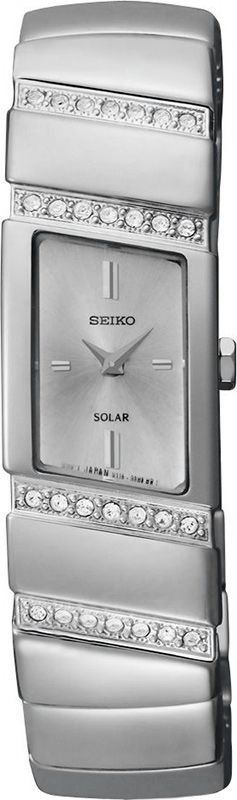 Seiko Solar Quartz Women Watches in Rectangular case & Silver Dial SUP167P1