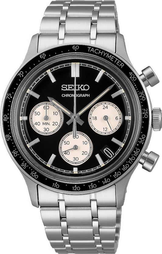Seiko Sport Quartz Men Watches in Round case & Black Dial SSB479P1