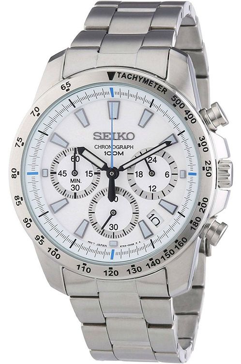 Seiko Quartz Men Watches in Round case & White Dial SSB025P1