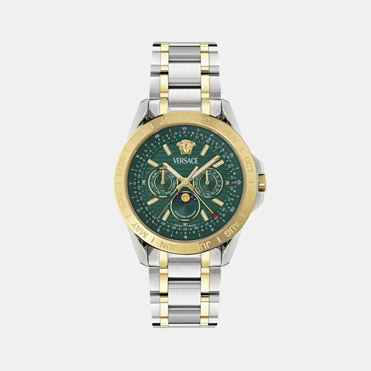 Moonphase Men Quartz Green Dial Multi-Function Stainless Steel Watch VE0K00325
